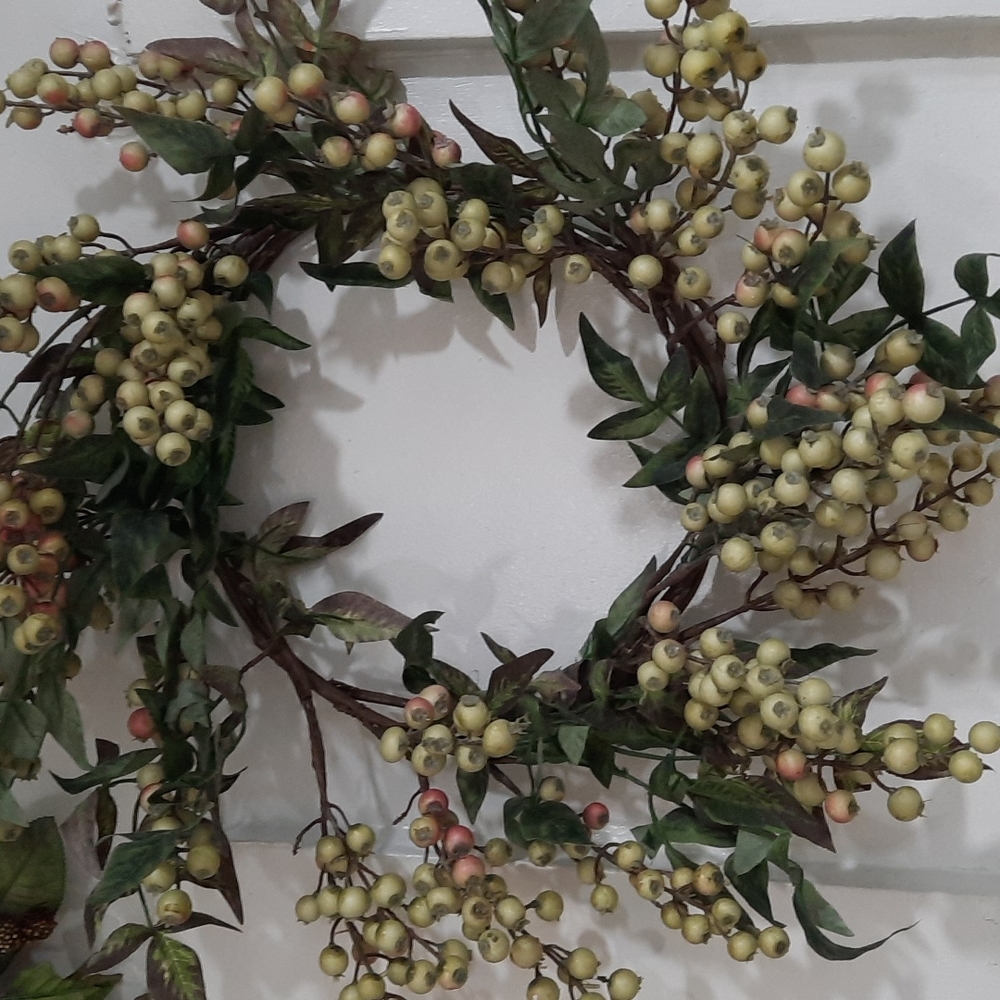 Wreath Rose Hip Clusters Leaves Spring Summer Everyday Home Door Wall Decor NWT